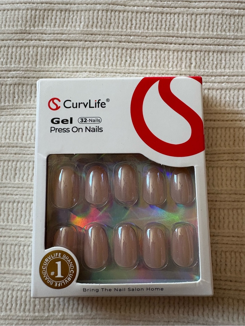 Curvlife Gel Press On Nails Shinny Nude Beige Set